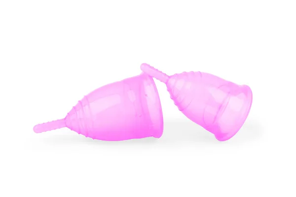 Újrafelhasználható Szilikon Menstruációs Csésze Fehér Alapon — Stock Fotó