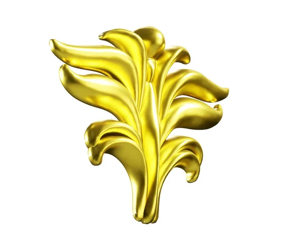 白色背景上的古代黄金装饰品3D渲染集 — 图库照片
