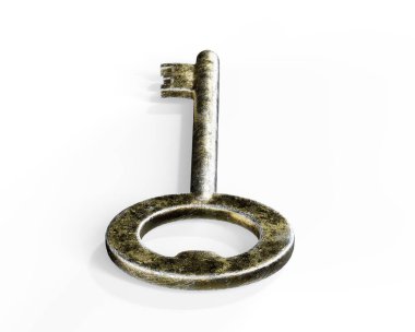 3D anahtar deliğindeki altın tuş