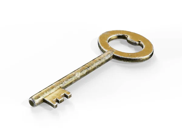 Arany Kulcs Kulcslyuk Render — Stock Fotó