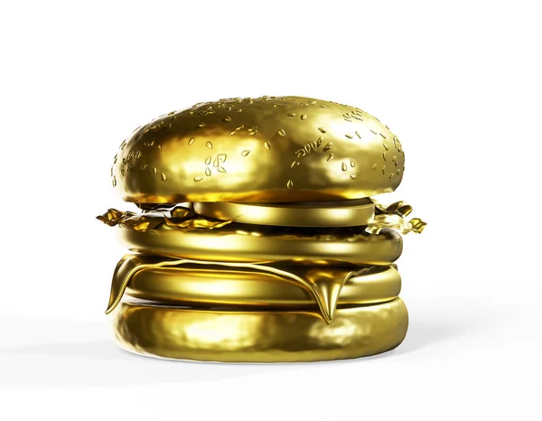 Gold Online Bestellung Und Burger Lieferung Symbol Isoliert Auf Braunem — Stockfoto