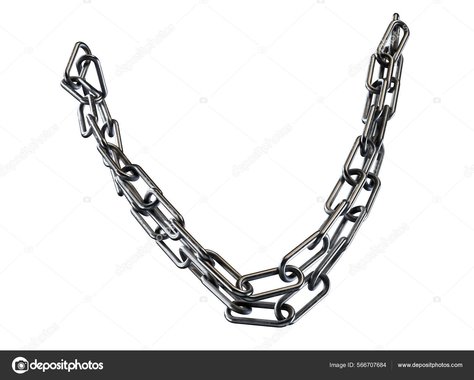 3d illustration of metal chain on isolated white background Stock