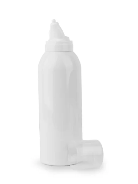 瞬間防腐剤手消毒剤ミストスプレー 抗菌アルコール液 白い背景に分離されたアトマイザーポンプを備えた透明なプラスチックボトルの1つ スタジオショット3Dレンダリング — ストック写真