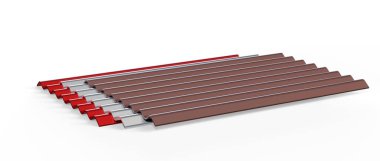 metal kiremit sayfaları 3d render üzerinde beyaz izole 