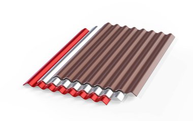 metal kiremit sayfaları 3d render üzerinde beyaz izole