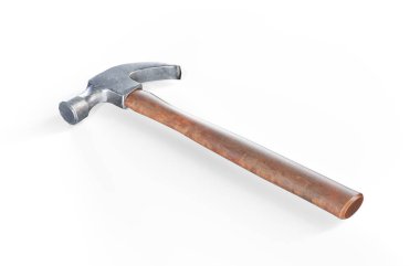 Siyah ve sarı çekiç, beyaz 3D renkle izole edilmiş lastik saplı.