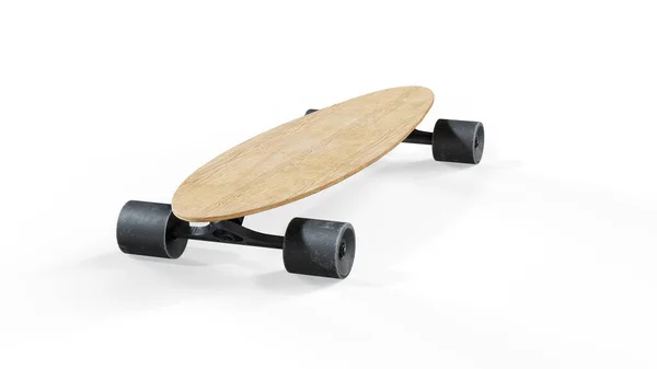 Svart Trä Skateboard Mockup Isolerad Vit Bakgrund Fram Och Baksida — Stockfoto