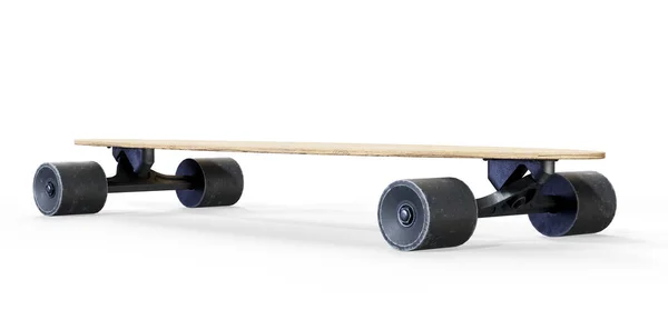 Mockup Skateboard Legno Nero Isolato Sfondo Bianco Fronte Retro Rendering — Foto Stock