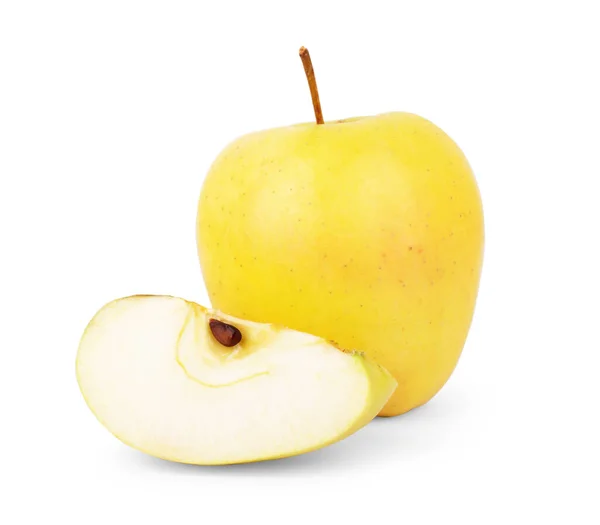 Perfekt Fräsch Grön Apple Isolerad Vit Bakgrund Fullt Djup Fält — Stockfoto