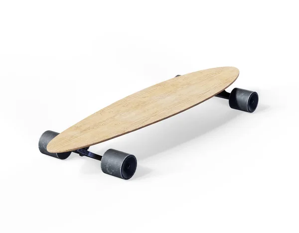 Svart Trä Skateboard Mockup Isolerad Vit Bakgrund Fram Och Baksida — Stockfoto