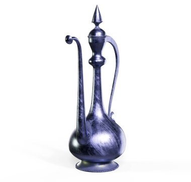 Beyaz arka planda izole edilmiş altın çay seti, 3 boyutlu. 3B illüstrasyon.