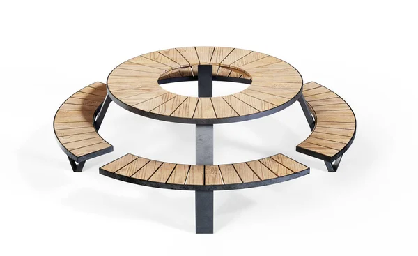Drewniany Stół Dębowy Makieta Ciemnobrązowymi Nogami Wyizolowanymi Jasnoszare Studio Renderowanie — Zdjęcie stockowe