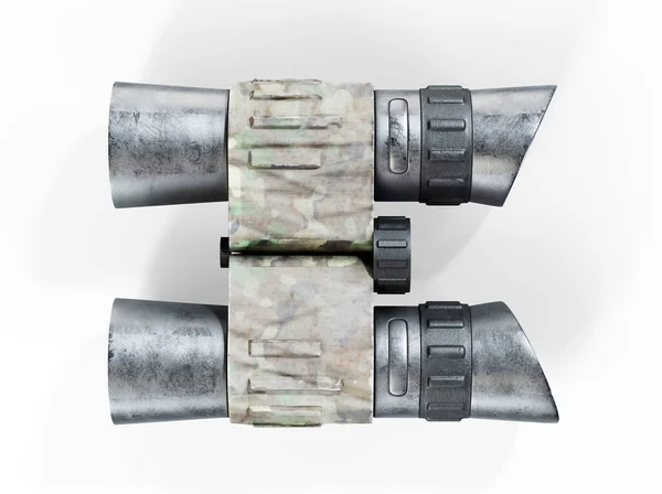 Black Binoculars Isolated White Background Rendering — Stock Photo, Image
