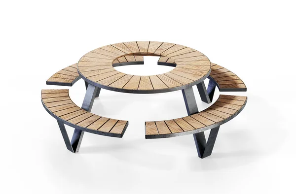 薄い灰色のスタジオで隔離された暗褐色の足を持つ木製のオーク材のテーブルデスクモックアップ 3Dレンダリング — ストック写真