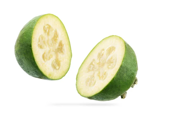 Conjunto Feijoas Frescas Maduras Sobre Fondo Blanco —  Fotos de Stock