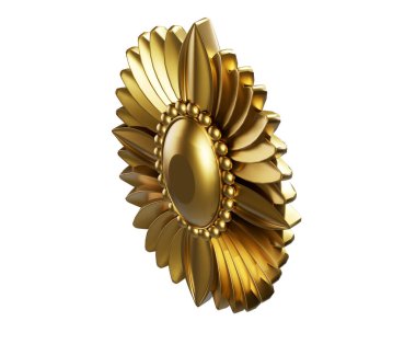 3D işlemeli altın soyut şekil