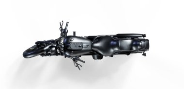 Siyah kentsel spor beyaz bir arka plan üzerinde iki kişilik motosiklet. 3d illüstrasyon.