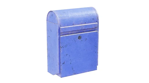 Μπλε Γραμματοκιβώτιο Κόκκινη Σημαία Μέχρι Απομονωμένη Καθιστούν — Φωτογραφία Αρχείου