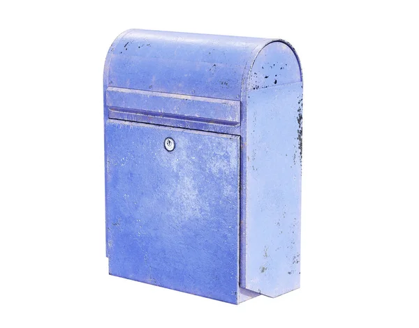 Blue Mailbox Red Flag Isolated Render — 스톡 사진