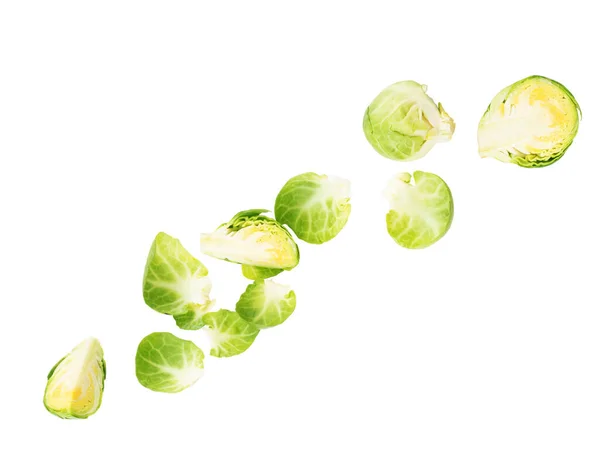 Fresh Brussels Sprouts Wooden Bowl Leafy Green Vegetables Look Miniature — 스톡 사진