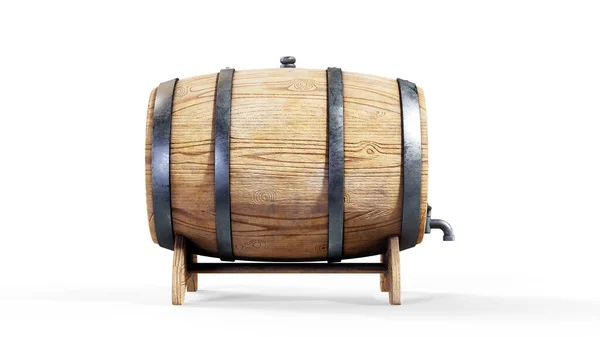 Wooden Barrel Isolated White Render — 스톡 사진