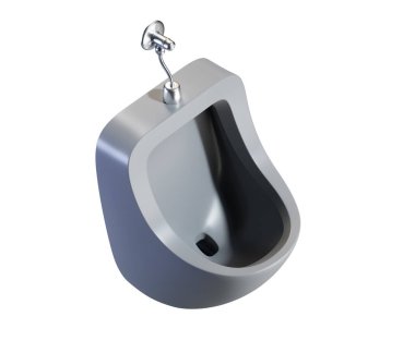 dört pisuar satırı. 3D görüntü.