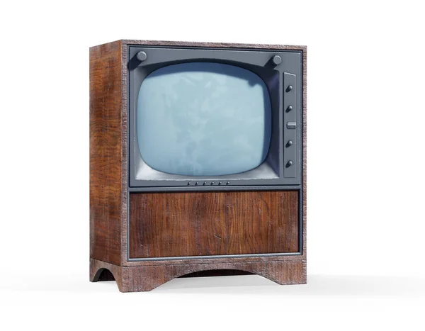 Старий Телевізор Білому Фоні Рендерингу — стокове фото