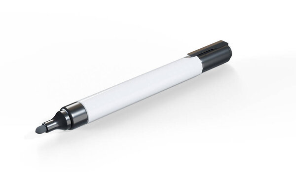 Three colored markers on a white background. light from felt-tip pens. Isolate on white background. 3d render of the marker model.