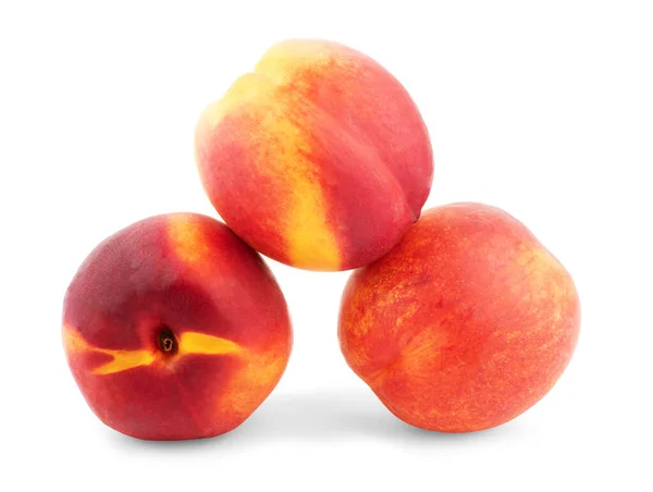 Nectarine Vruchten Witte Achtergrond Knipsel Geïsoleerd — Stockfoto