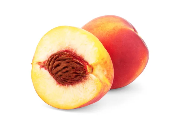 Nectarine Vruchten Witte Achtergrond Knipsel Geïsoleerd — Stockfoto