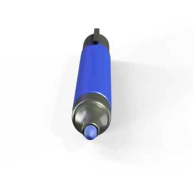Beyaz zemin üzerinde üç renkli işaretleri. keçeli kalemler ışıktan. Beyaz arka plan üzerinde yalıtmak. imleç modeli 3D render.