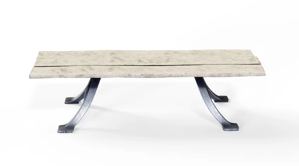 Elölnézet Fából Készült Asztal Elszigetelt Fehér Background Vágógörbével Tartalmazza Render — Stock Fotó