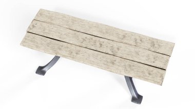 ahşap masa beyaz arka plan üzerinde dahil, kırpma yolu ile 3d izole önden görünümü oluşturma