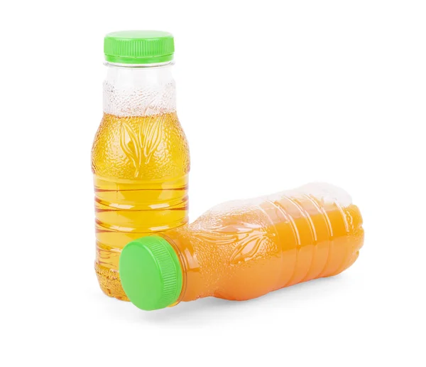 Flaschen Mit Saft Isoliert Auf Weiß — Stockfoto