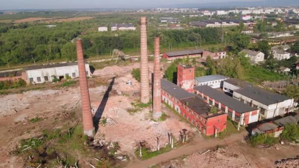 Old Brick Thick Pipe Empty Plant Abandoned Factory Many Ruined — Stok video