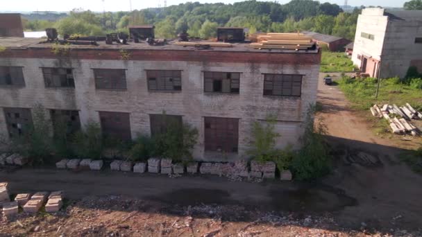 Aerial View Building Old Dilapidated Factory Old Industrial Abandoned Building — 비디오