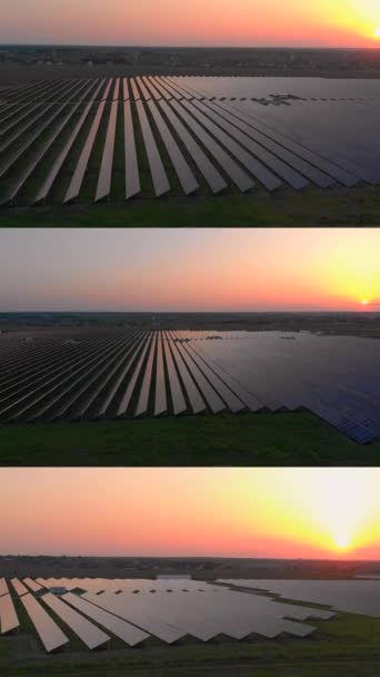 Tripple Vertical Collage Aerial Drone View Looking Downwards Large Solar — Stock Video