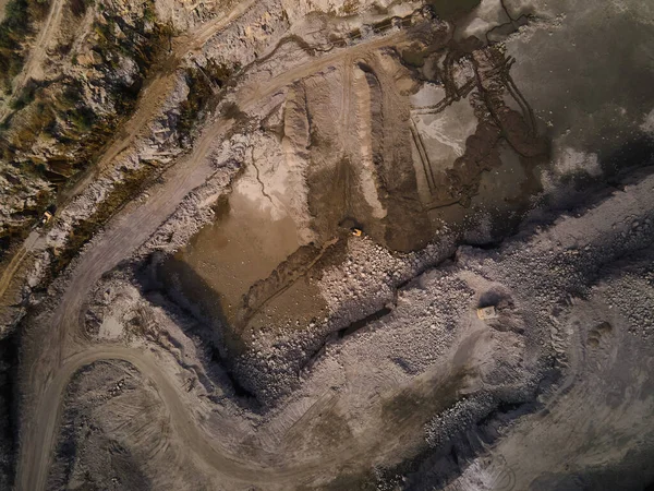 Aerial View Slope Operating Granite Quarry Mining Equipment Ledges Industrial — Stock Photo, Image
