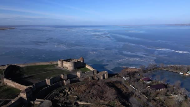 Veduta Aerea Della Fortezza Akkerman Belgorod Dniester Ucraina Inverno Una — Video Stock