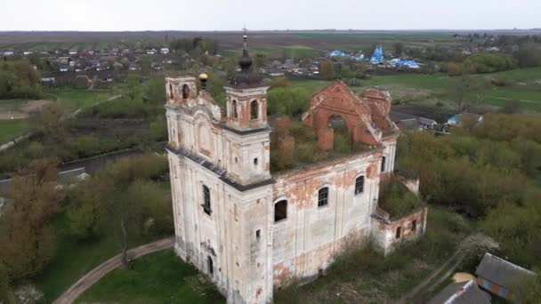 Luchtfoto Van Kerk Ruïnes Kerk Van Anthony Oekraïne Historische Architectuur — Stockvideo
