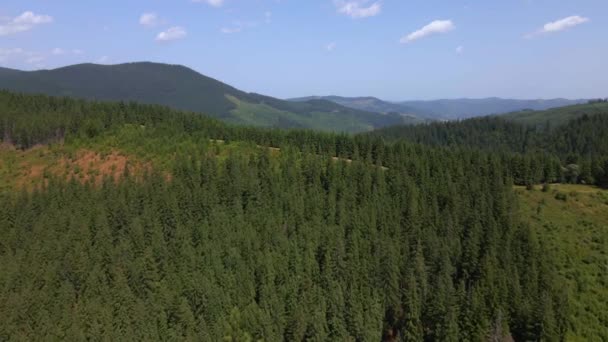 Aerial View Beautiful Mountain Forest Spring Carpathian Mountains Ukraine Colorful — Video