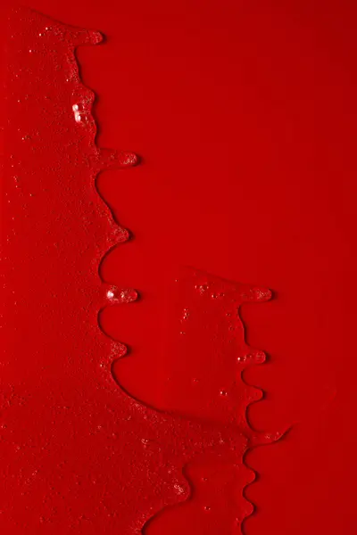 Crème Liquide Gel Sérum Coule Vers Bas Rouge Texture Argentée — Photo