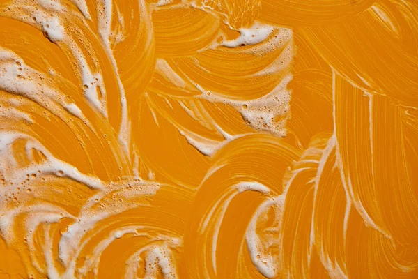 Textura Espuma Sabão Branco Com Bolhas Abstrato Fundo Amarelo Sabão — Fotografia de Stock