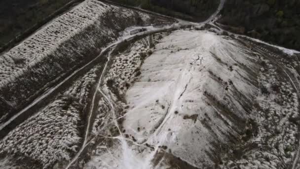 Aereo Drone Vista Fosfogesso Montagne Bianche Rifiuti Fabbriche Fosfato Cumuli — Video Stock