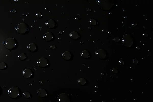 Abstrato Gotas Água Sobre Fundo Preto Macro Bolhas Perto Gotas — Fotografia de Stock