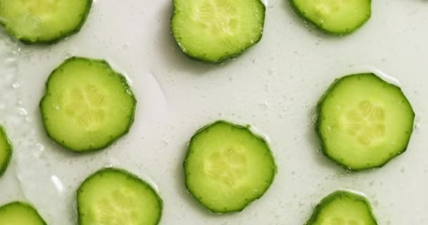 Rotation Cucumber Slices Gel White Background Natural Medicinal Plant Organic — ストック動画