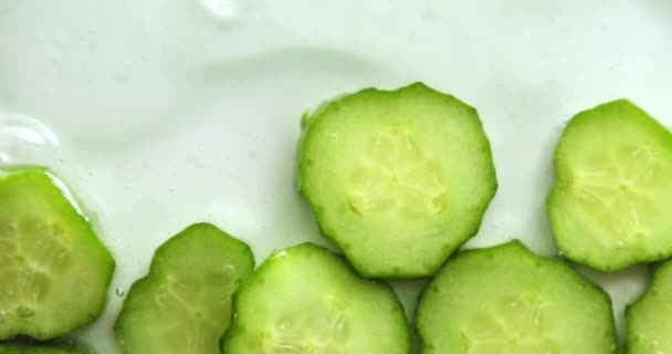 Rotation Cucumber Slices Gel White Background Natural Medicinal Plant Organic — 图库视频影像