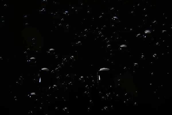 Абстрактні Краплі Води Чорному Тлі Макрос Бульбашки Крупним Планом Косметичні — стокове фото
