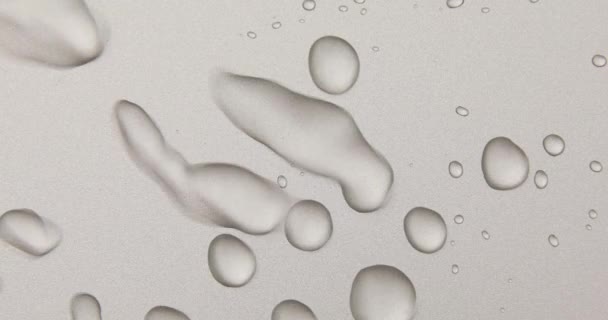 Abstract Water Druppels Grijze Zilveren Achtergrond Macro Bubbels Close Cosmetische — Stockvideo