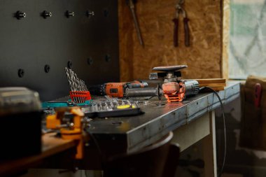 Grinder machine is working, rotation. grinds a metal in workshop, metalworking.